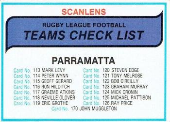 1980 Scanlens - Checklists #NNO Parramatta Front